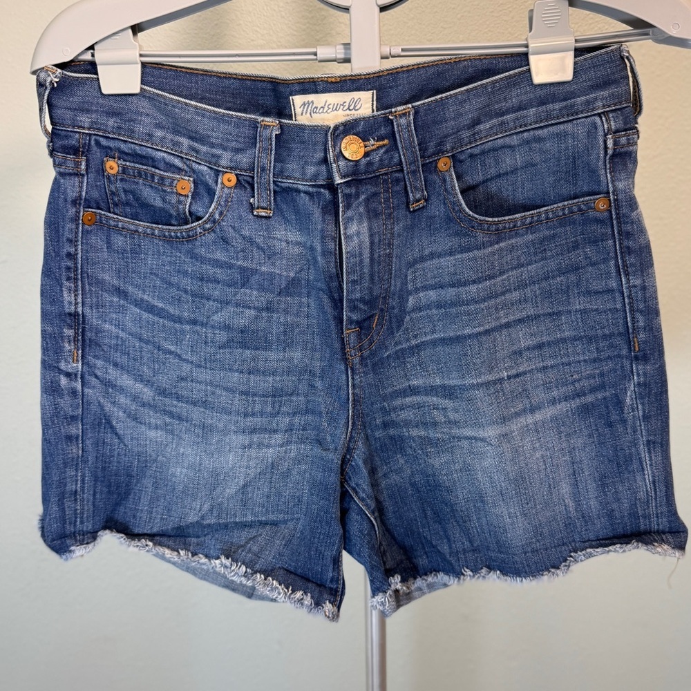 Madewell High-Rise Denim Cut Off/cuff Shorts Sz 27, 4” Inseam​ - Picture 3 of 12